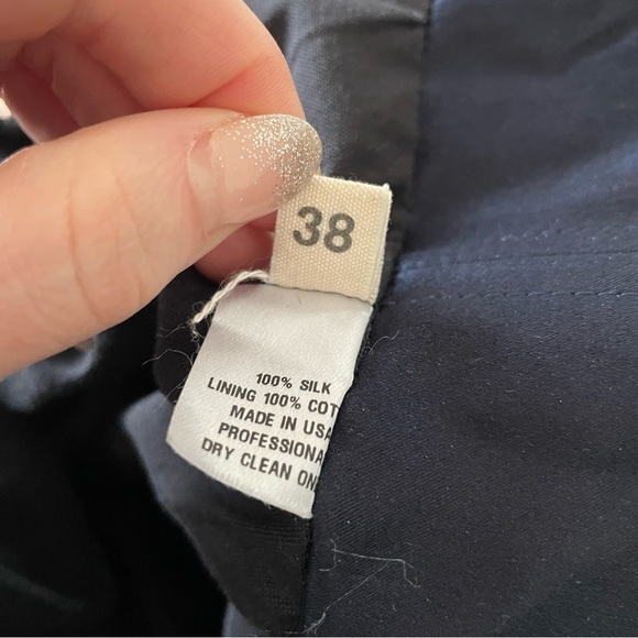 CHARLES CHANG LIMA Redux Silk Navy Blue Crumb Catcher Strapless Dress EUC Size 4 - Picture 9 of 10